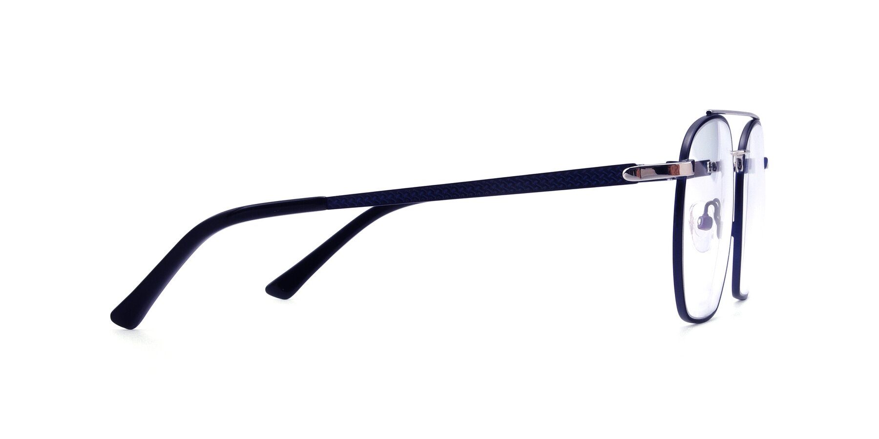 Side of 9425 in Blue-Silver with Clear Reading Eyeglass Lenses