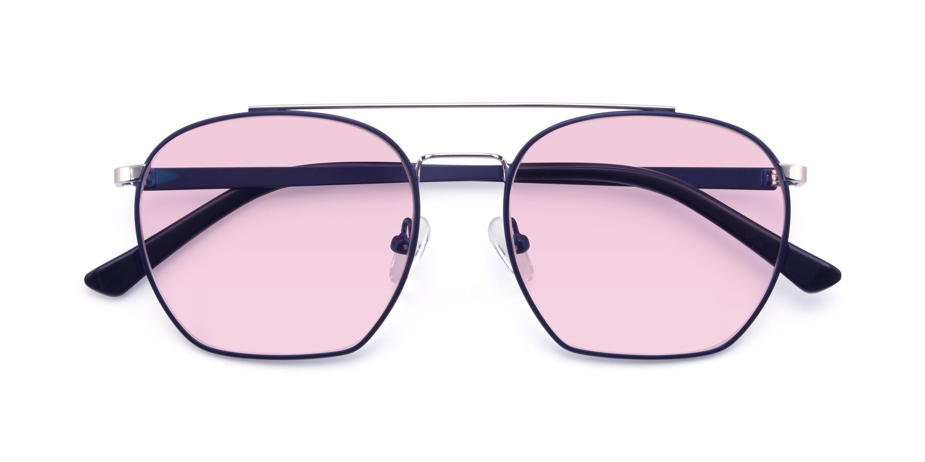 Folded Front of 9425 in Blue-Silver with Light Pink Tinted Lenses