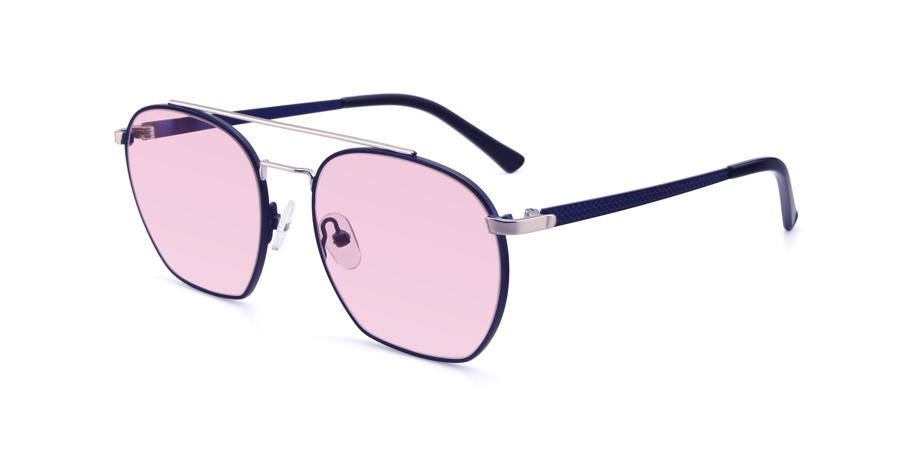 Angle of 9425 in Blue-Silver with Light Pink Tinted Lenses