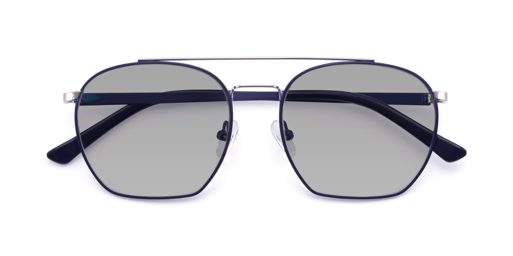Folded Front of 9425 in Blue-Silver with Light Gray Tinted Lenses