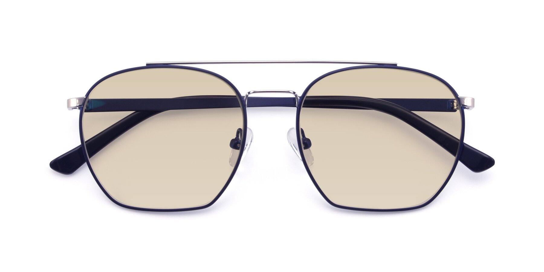 Folded Front of 9425 in Blue-Silver with Light Brown Tinted Lenses