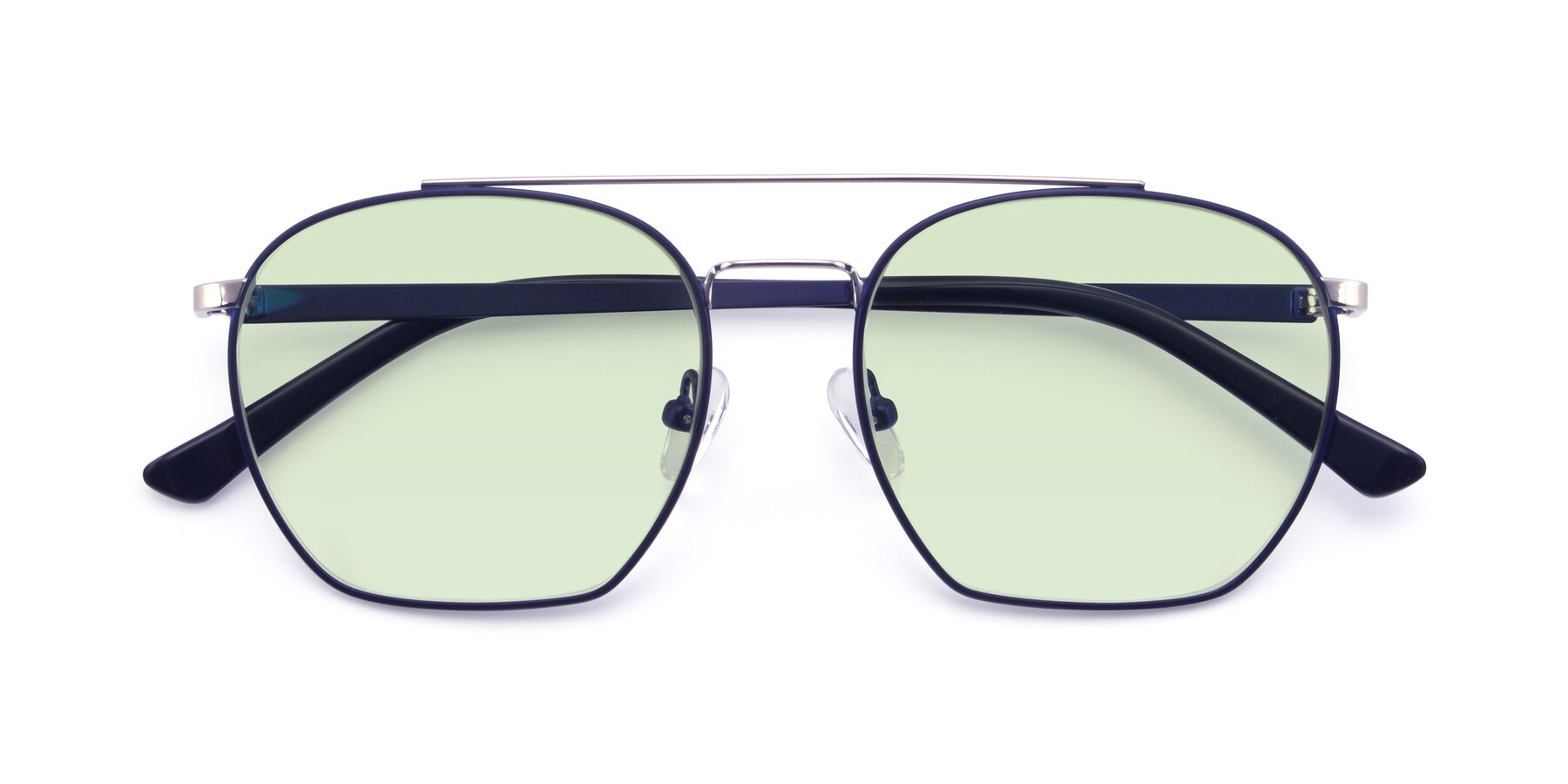 Folded Front of 9425 in Blue-Silver with Light Green Tinted Lenses