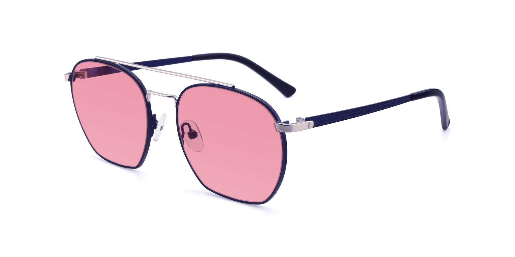 Angle of 9425 in Blue-Silver with Pink Tinted Lenses