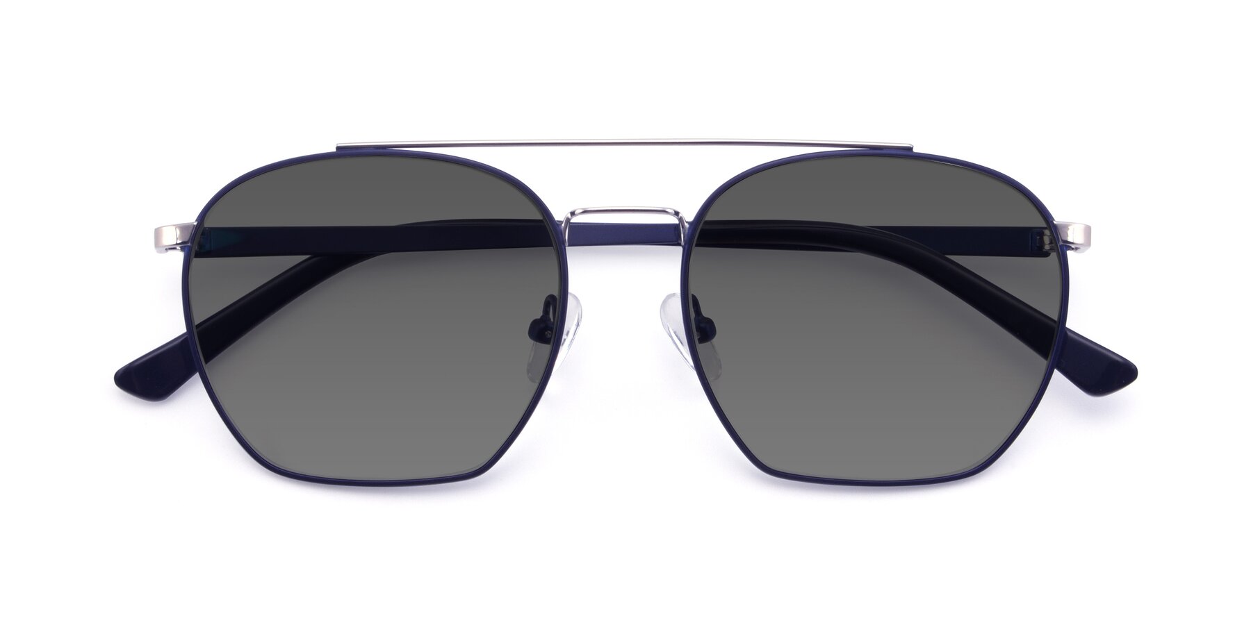 Folded Front of 9425 in Blue-Silver with Medium Gray Tinted Lenses