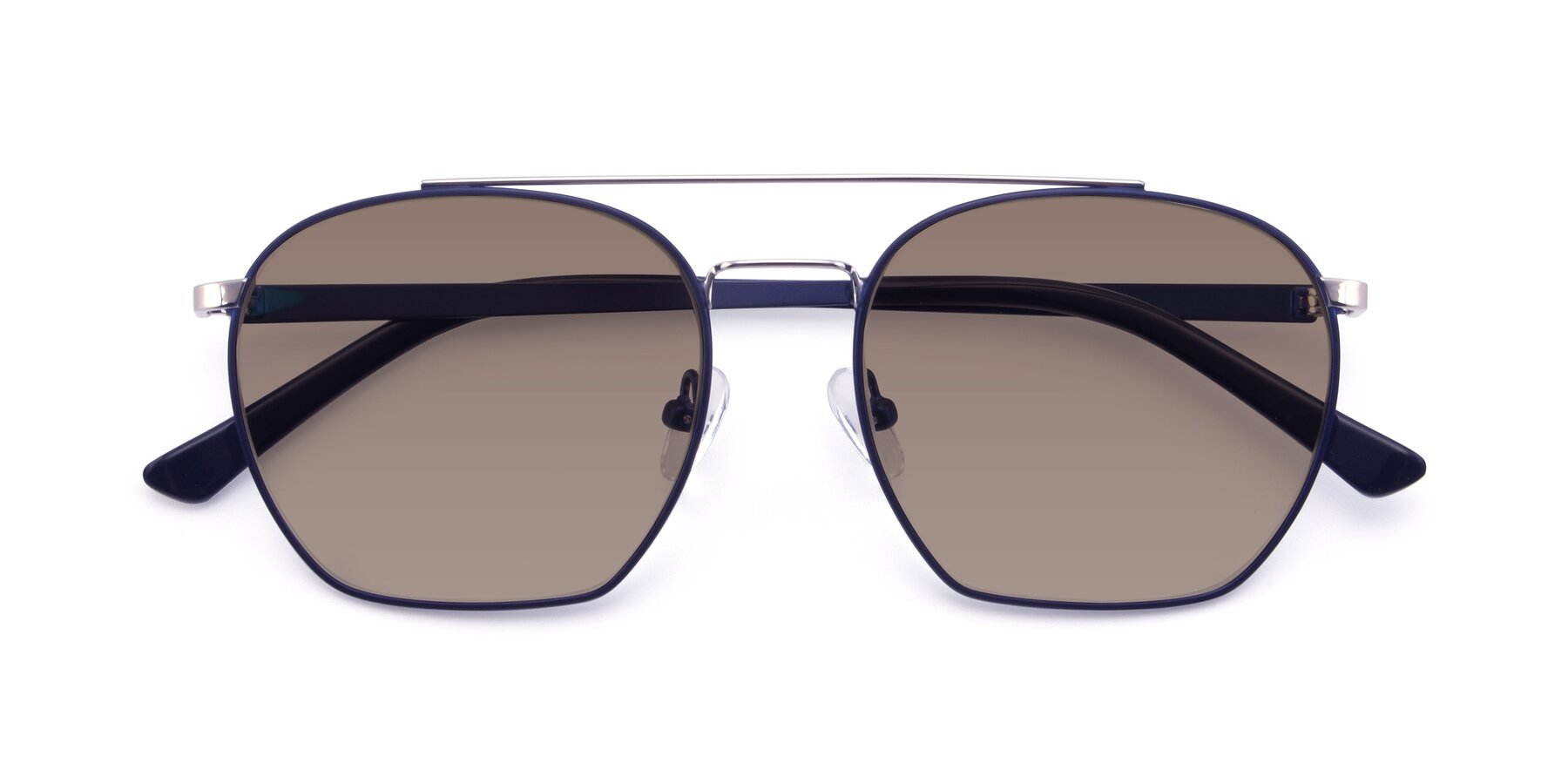 Folded Front of 9425 in Blue-Silver with Medium Brown Tinted Lenses