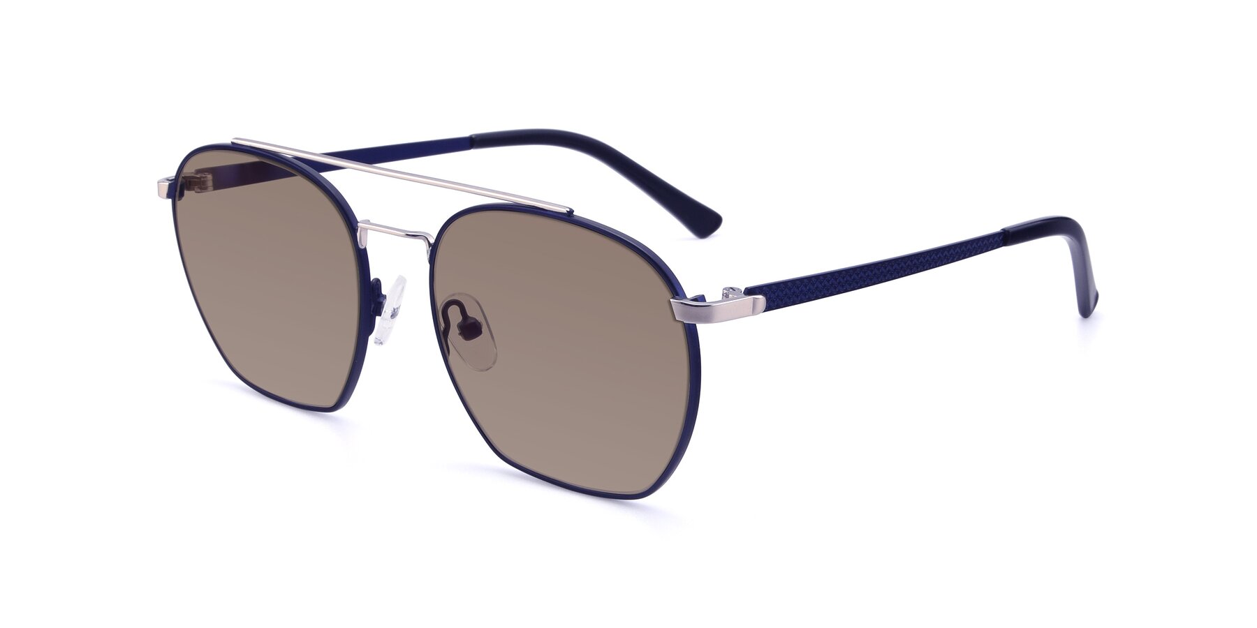 Angle of 9425 in Blue-Silver with Medium Brown Tinted Lenses
