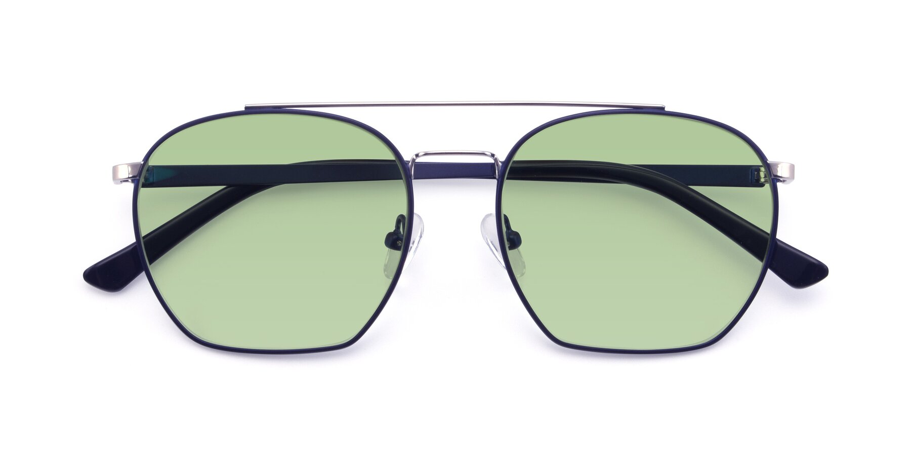 Folded Front of 9425 in Blue-Silver with Medium Green Tinted Lenses