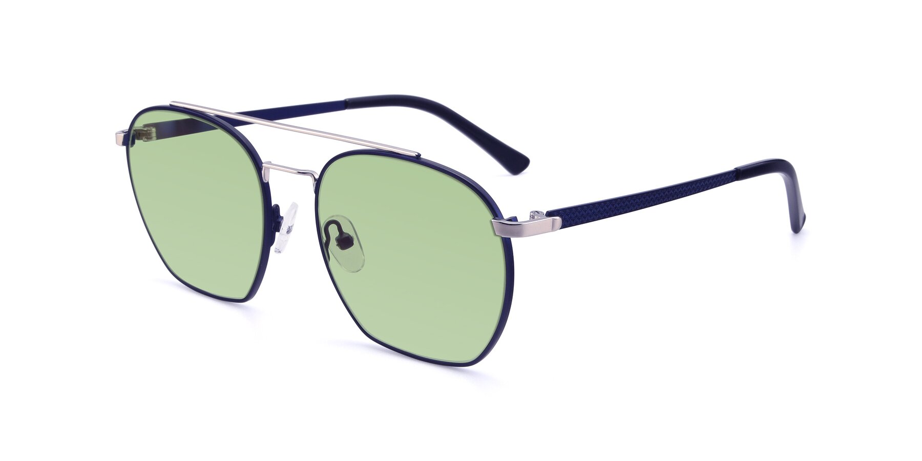 Angle of 9425 in Blue-Silver with Medium Green Tinted Lenses