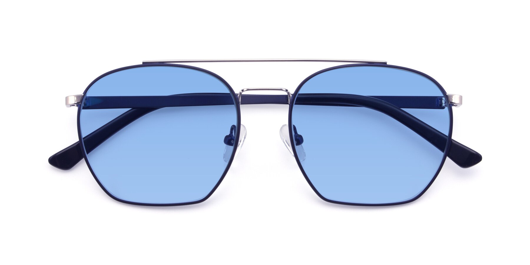 Folded Front of 9425 in Blue-Silver with Medium Blue Tinted Lenses