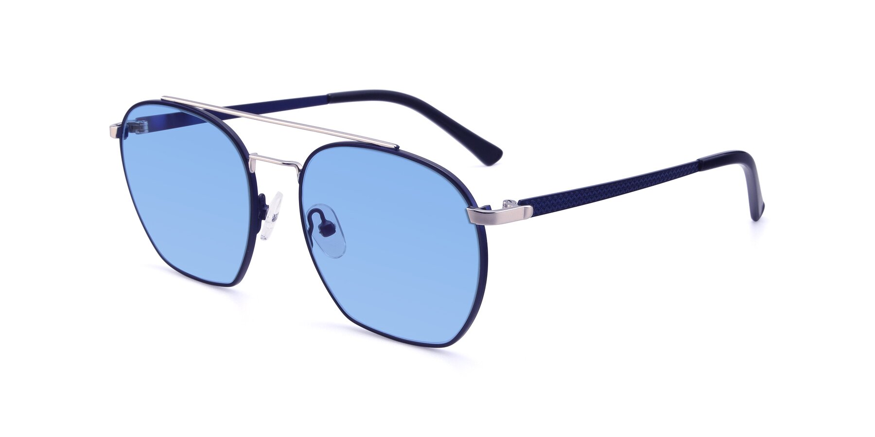 Angle of 9425 in Blue-Silver with Medium Blue Tinted Lenses