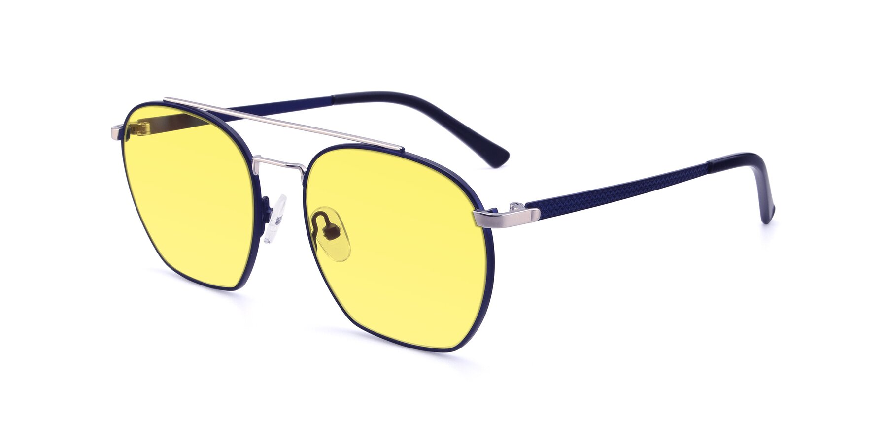 Angle of 9425 in Blue-Silver with Medium Yellow Tinted Lenses
