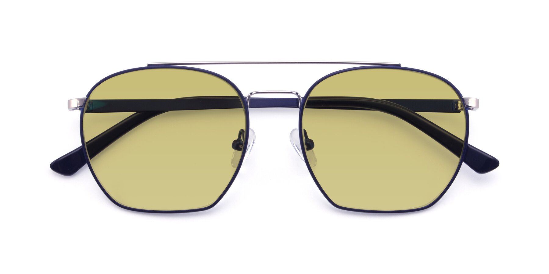 Folded Front of 9425 in Blue-Silver with Medium Champagne Tinted Lenses