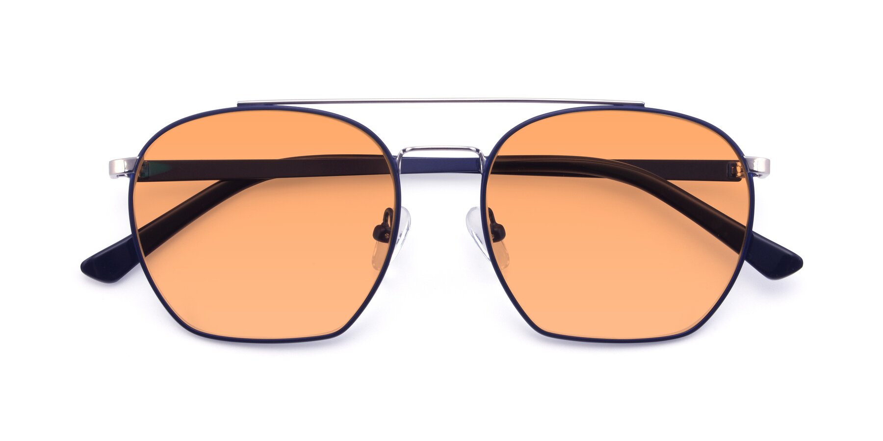 Folded Front of 9425 in Blue-Silver with Medium Orange Tinted Lenses