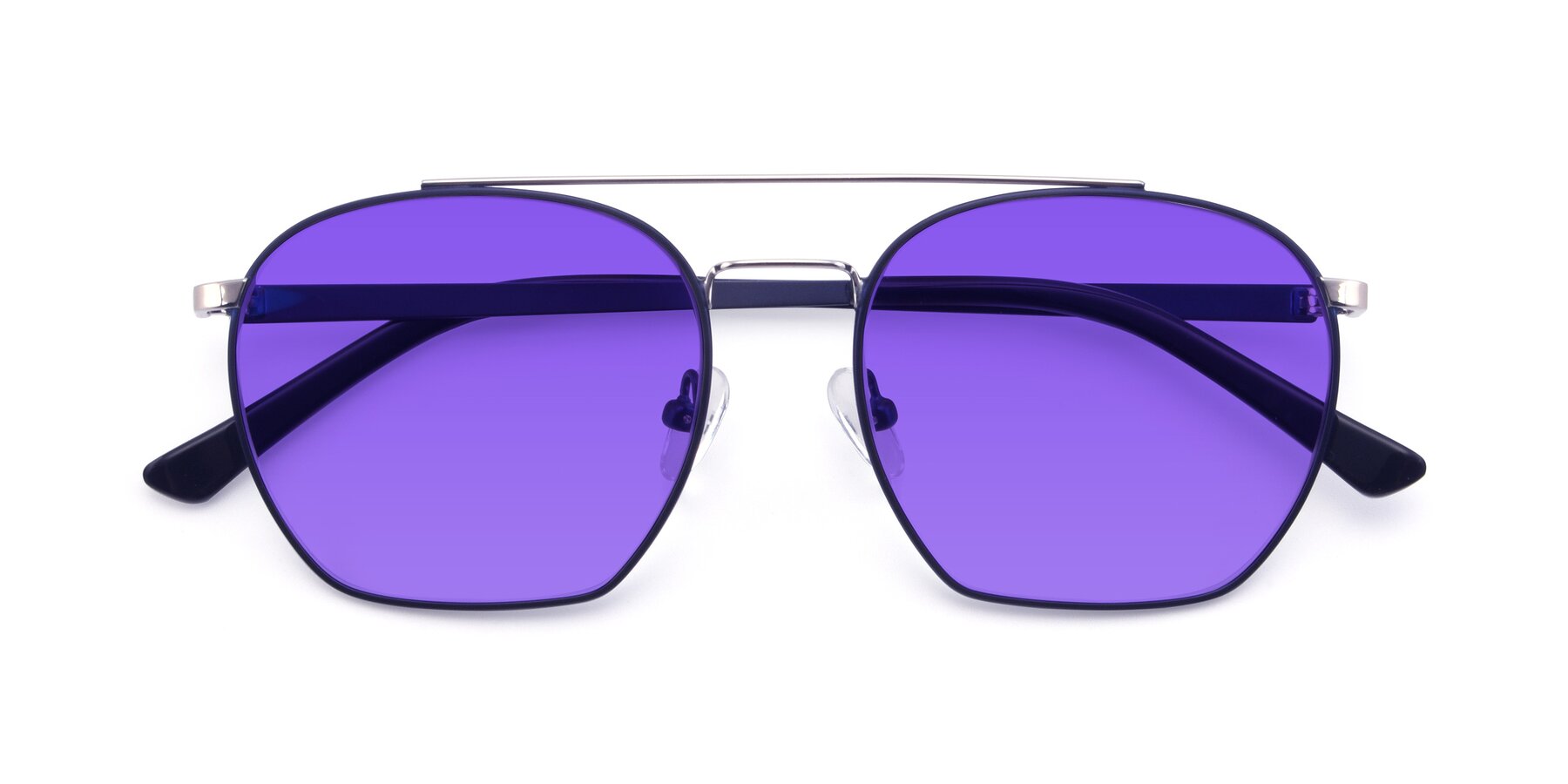 Folded Front of 9425 in Blue-Silver with Purple Tinted Lenses