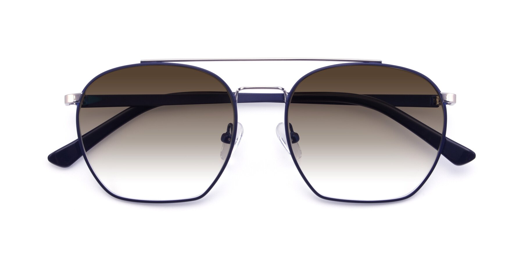 Folded Front of 9425 in Blue-Silver with Brown Gradient Lenses