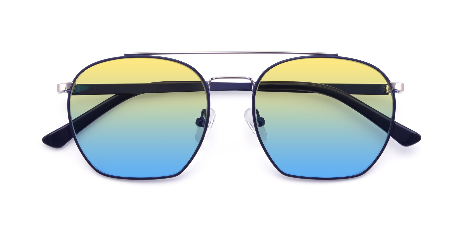 Folded Front of 9425 in Blue-Silver with Yellow / Blue Gradient Lenses