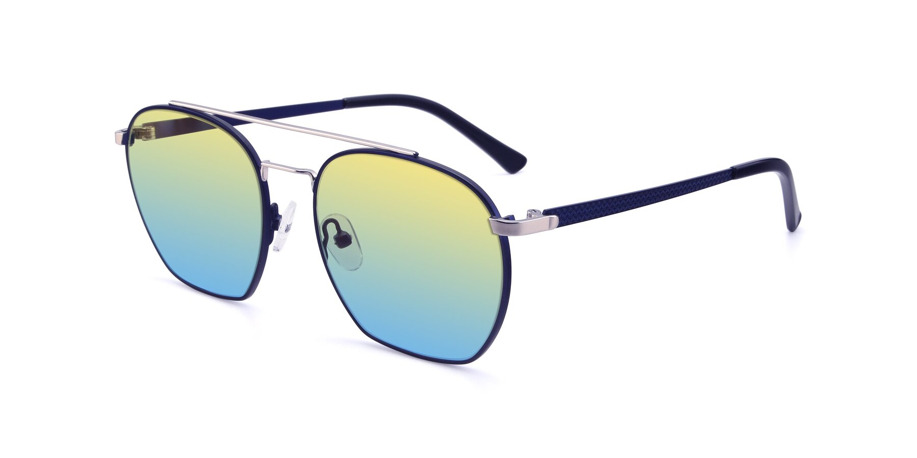 Angle of 9425 in Blue-Silver with Yellow / Blue Gradient Lenses
