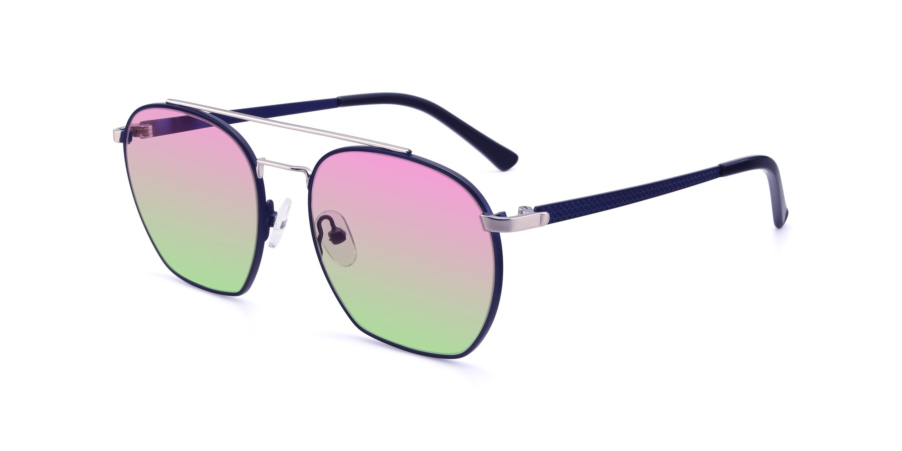 Angle of 9425 in Blue-Silver with Pink / Green Gradient Lenses
