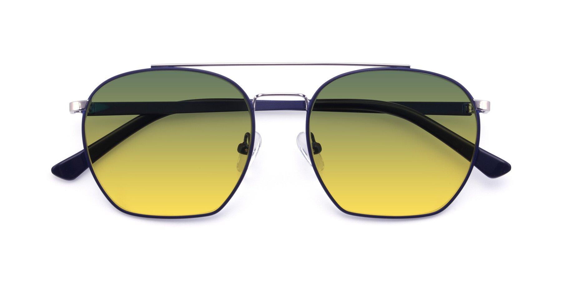 Folded Front of 9425 in Blue-Silver with Green / Yellow Gradient Lenses
