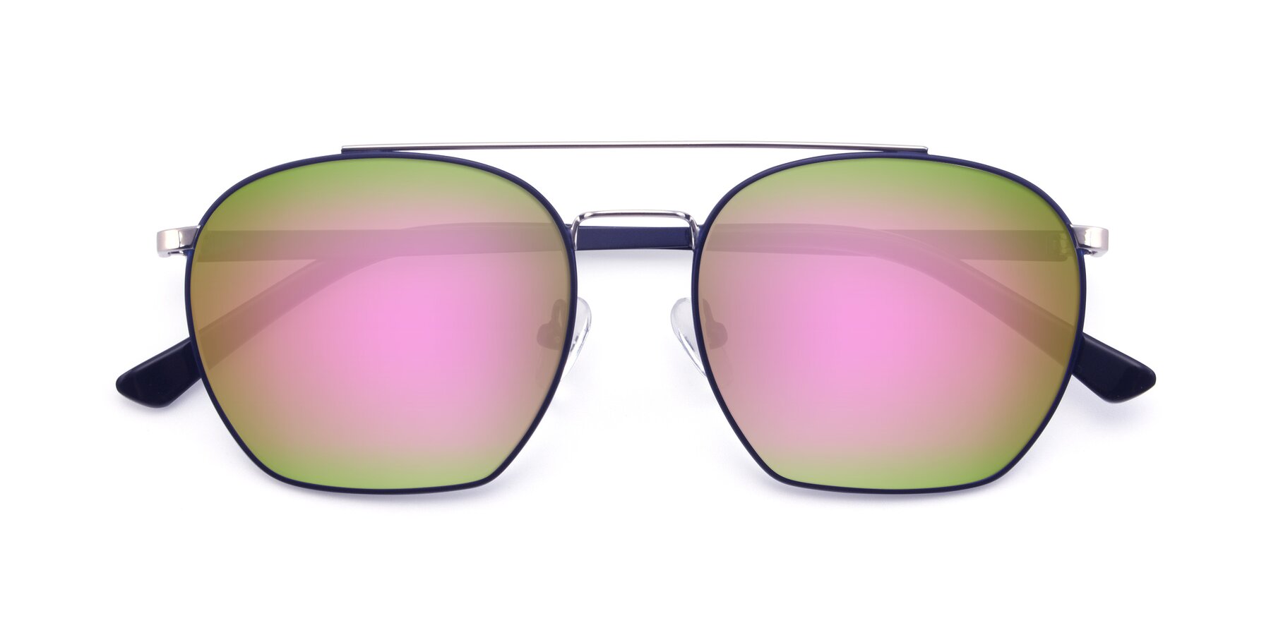 Folded Front of 9425 in Blue-Silver with Pink Mirrored Lenses