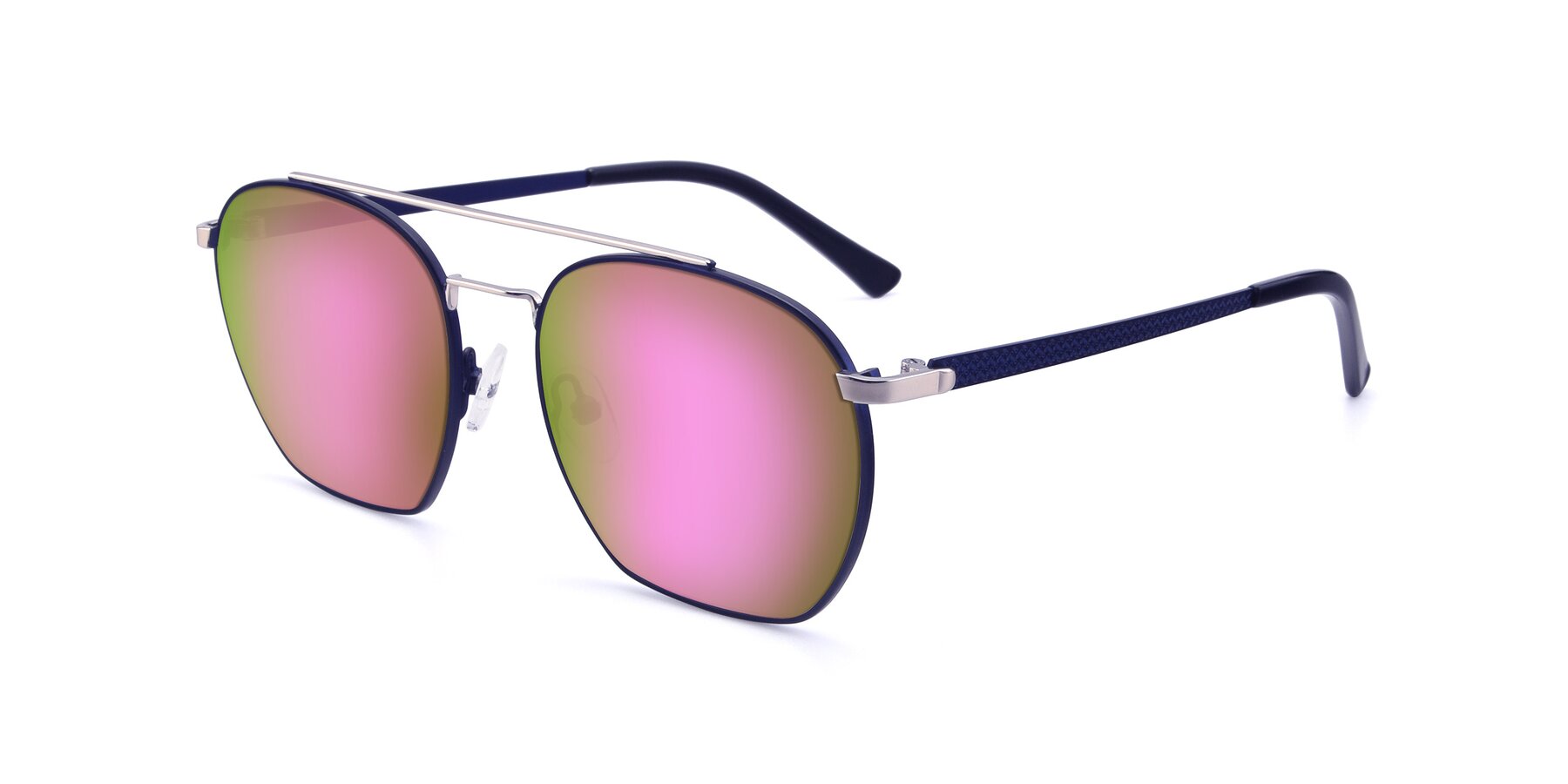 Angle of 9425 in Blue-Silver with Pink Mirrored Lenses