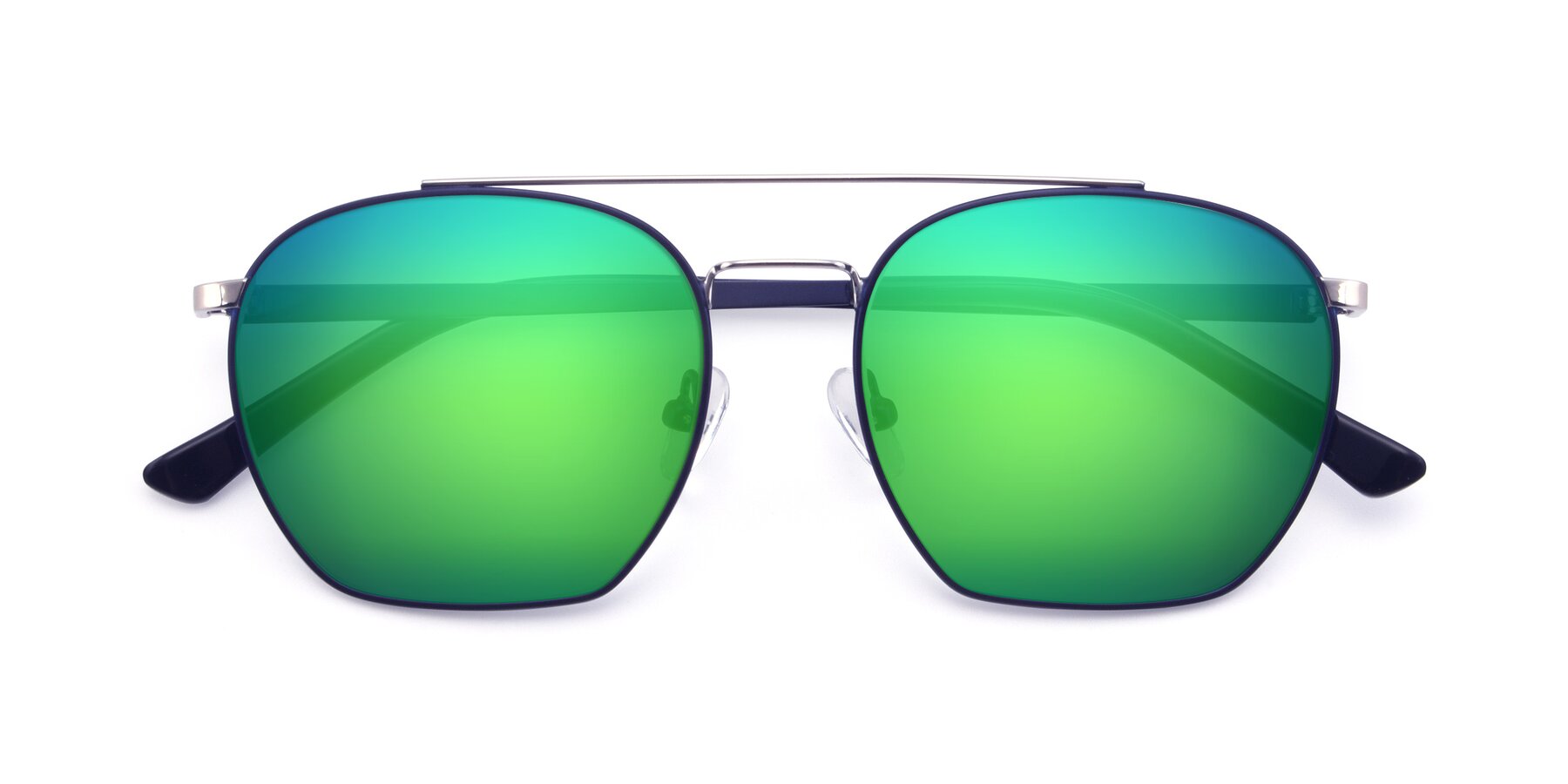 Folded Front of 9425 in Blue-Silver with Green Mirrored Lenses