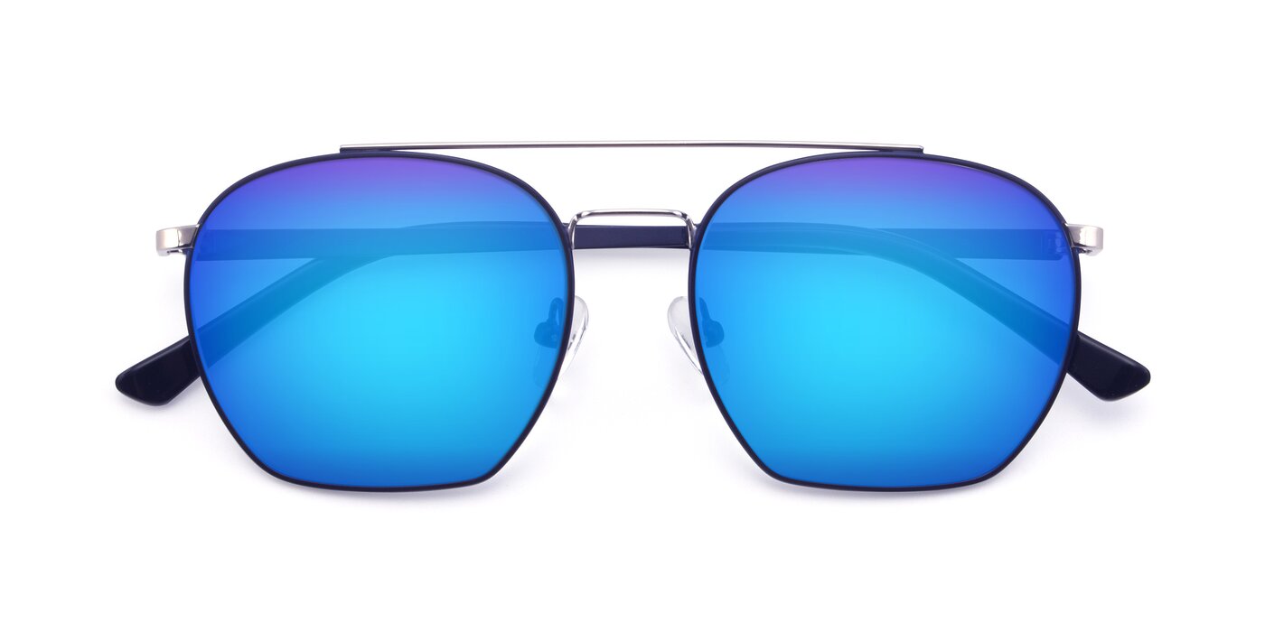 9425 - Blue / Silver Flash Mirrored Sunglasses