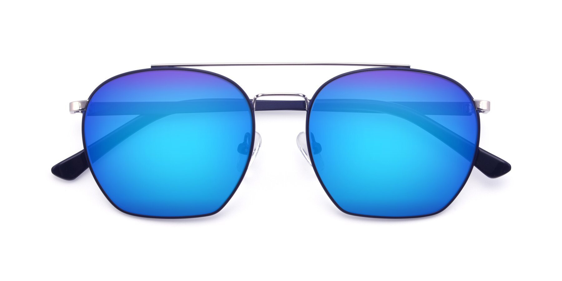 Folded Front of 9425 in Blue-Silver with Blue Mirrored Lenses