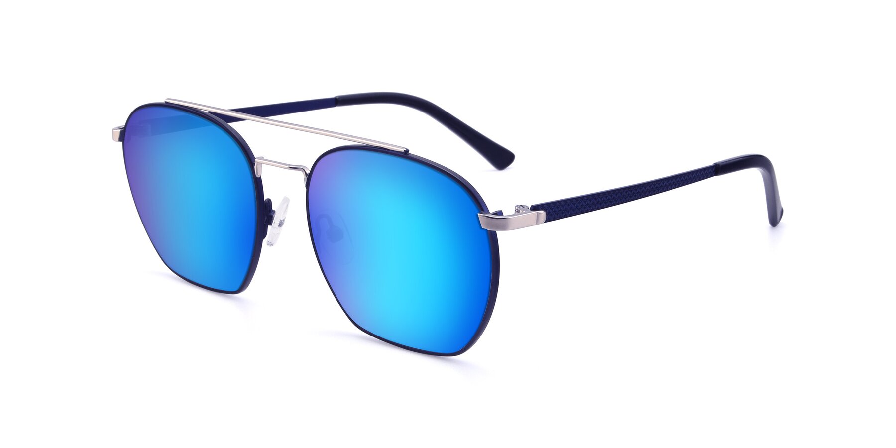 Angle of 9425 in Blue-Silver with Blue Mirrored Lenses
