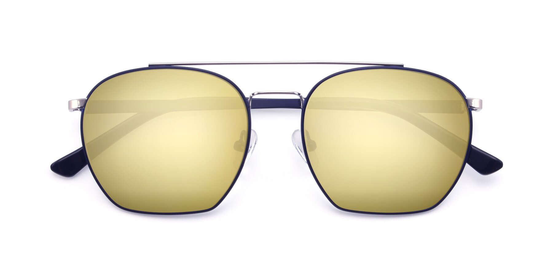 Folded Front of 9425 in Blue-Silver with Gold Mirrored Lenses