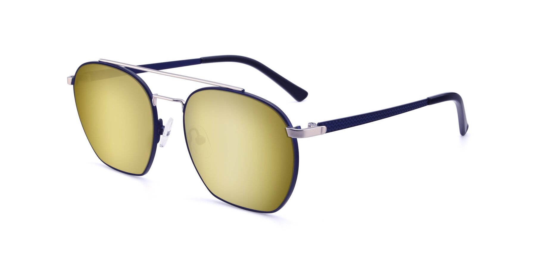 Angle of 9425 in Blue-Silver with Gold Mirrored Lenses