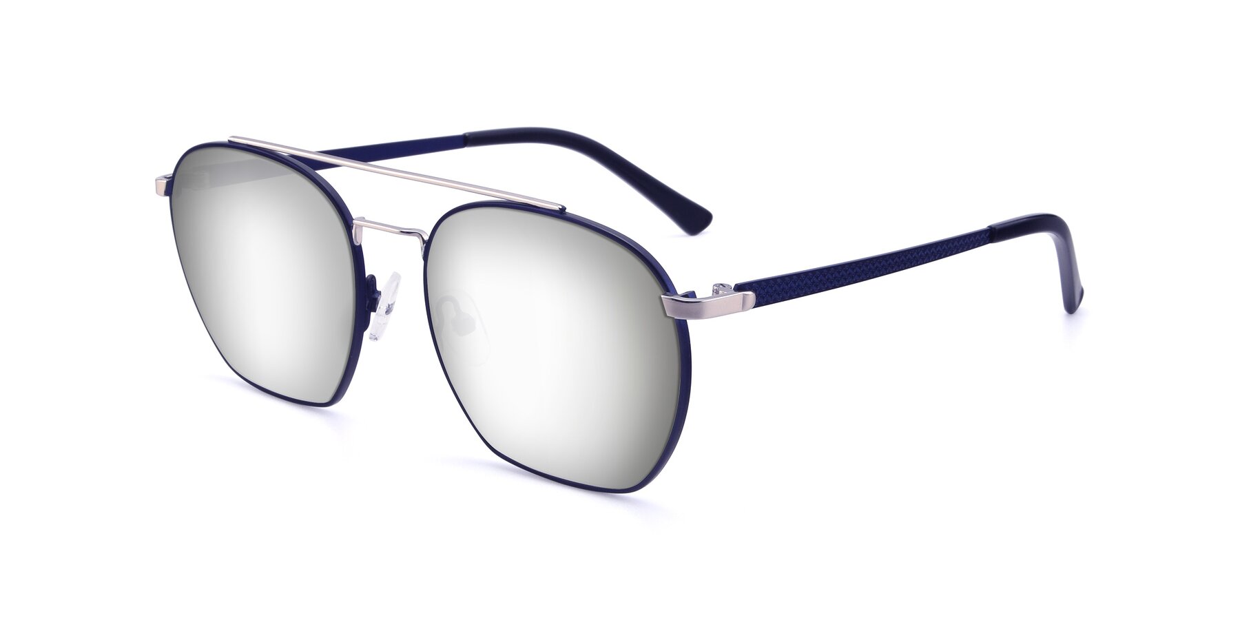 Angle of 9425 in Blue-Silver with Silver Mirrored Lenses