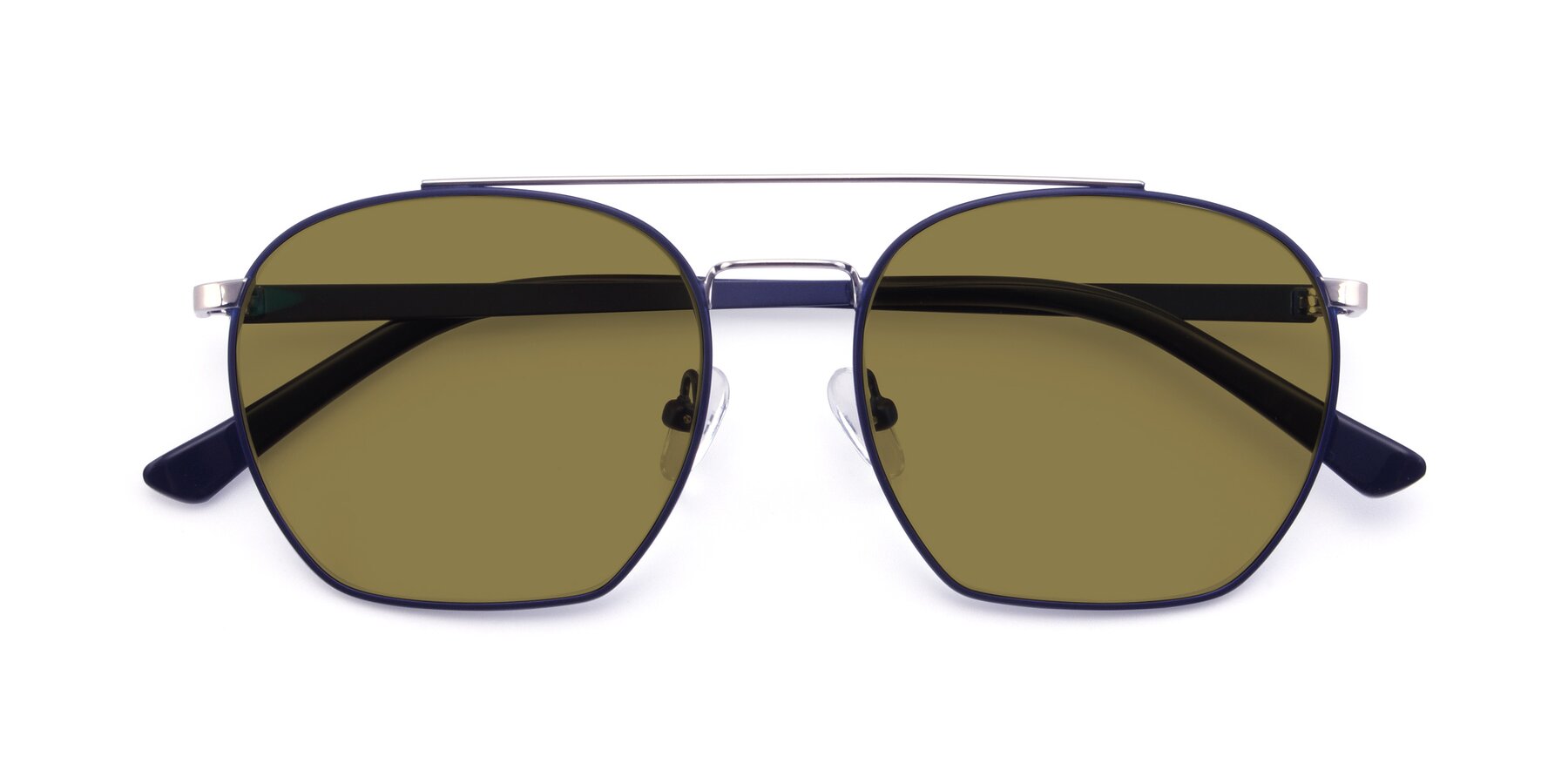 Folded Front of 9425 in Blue-Silver with Brown Polarized Lenses
