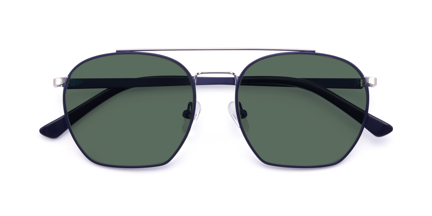 Folded Front of 9425 in Blue-Silver with Green Polarized Lenses