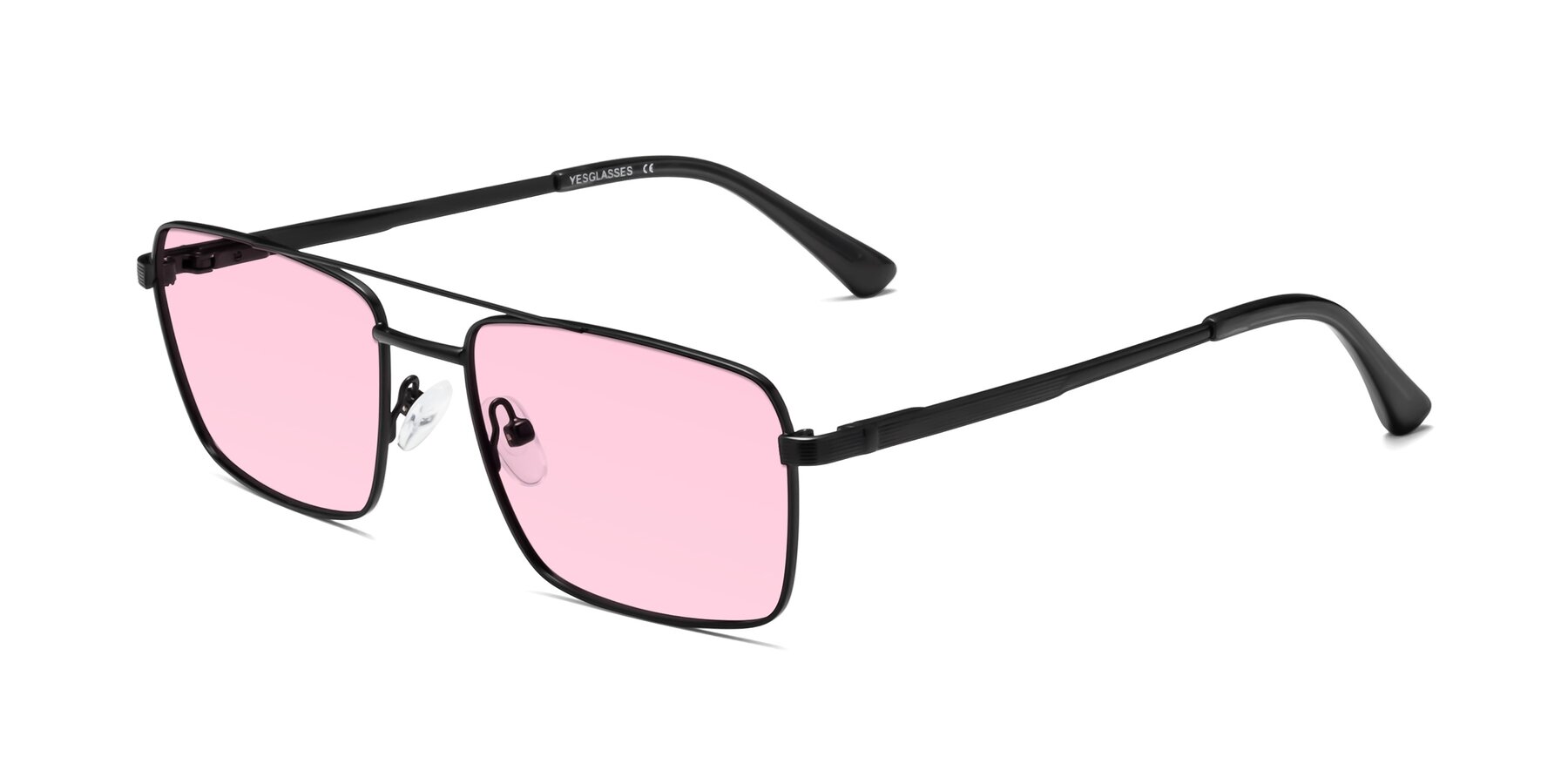 Angle of Beckum in Black with Light Pink Tinted Lenses