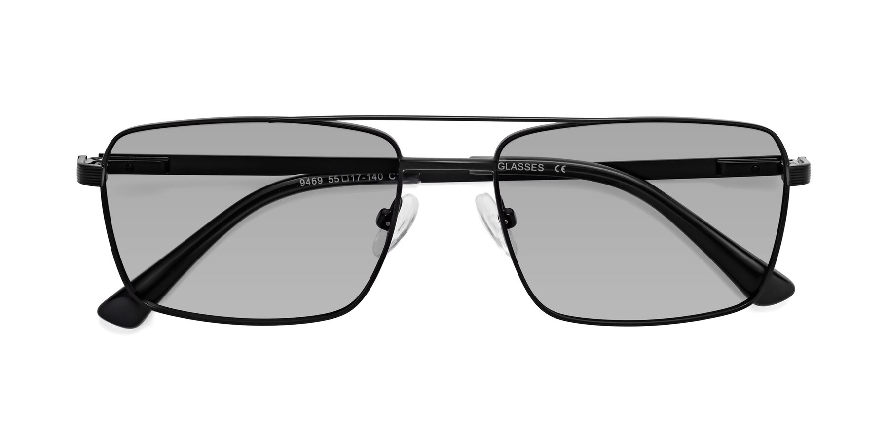 Folded Front of Beckum in Black with Light Gray Tinted Lenses
