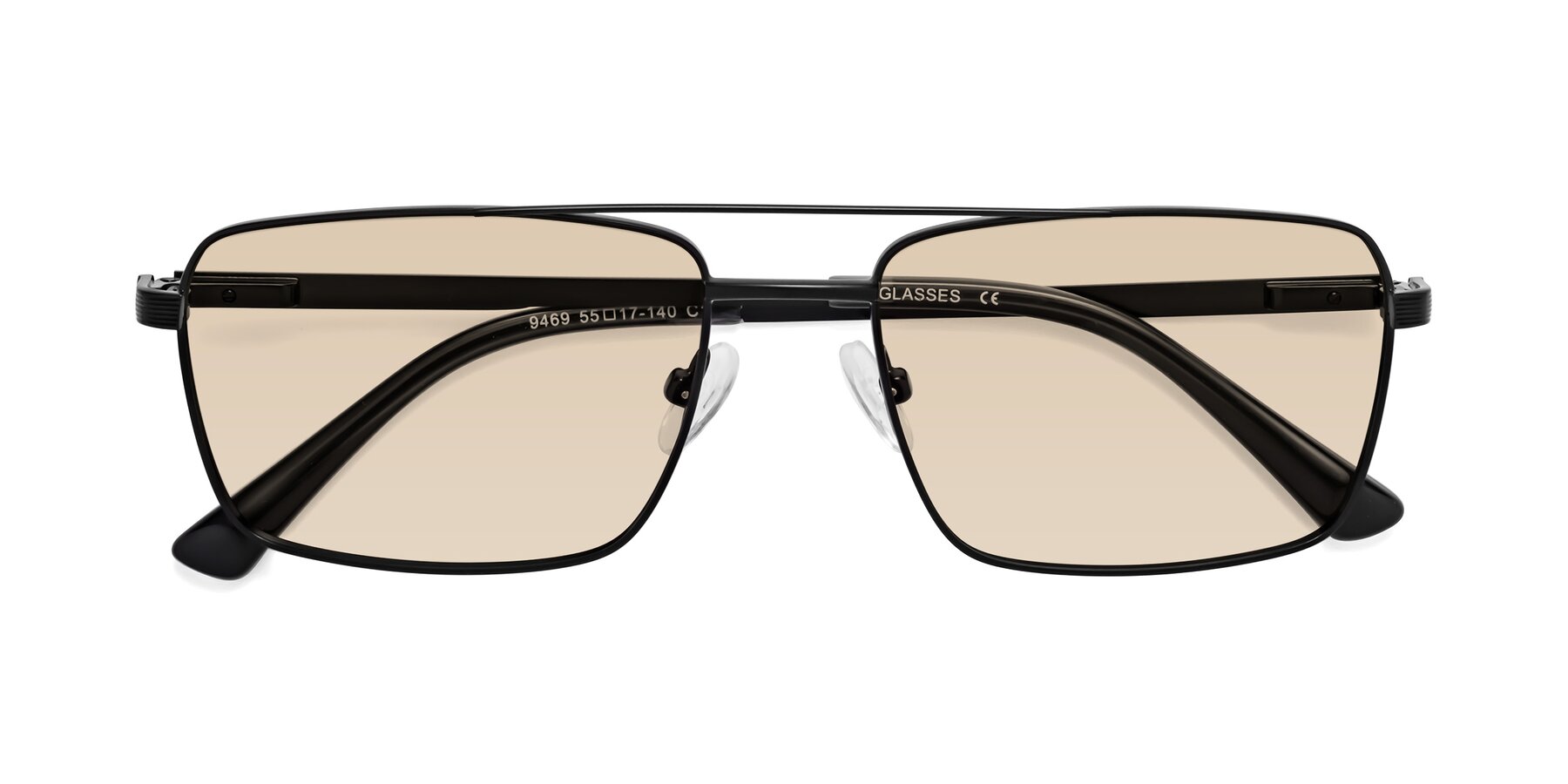 Folded Front of Beckum in Black with Light Brown Tinted Lenses