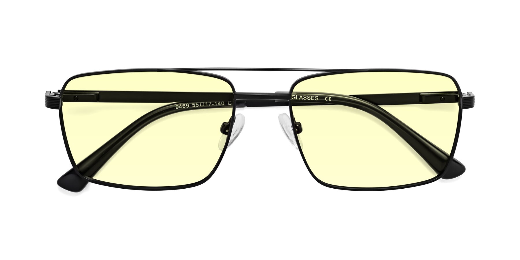 Folded Front of Beckum in Black with Light Yellow Tinted Lenses