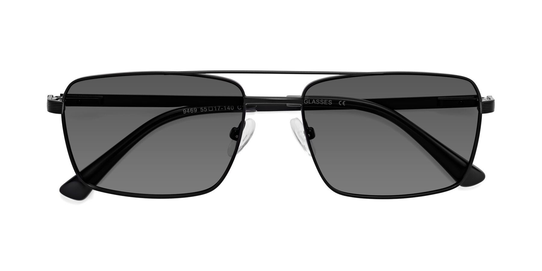 Folded Front of Beckum in Black with Medium Gray Tinted Lenses