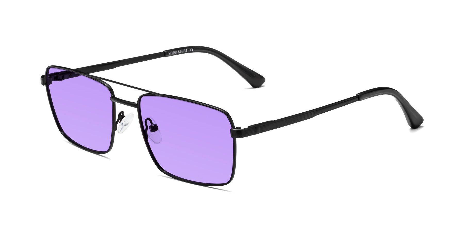 Angle of Beckum in Black with Medium Purple Tinted Lenses