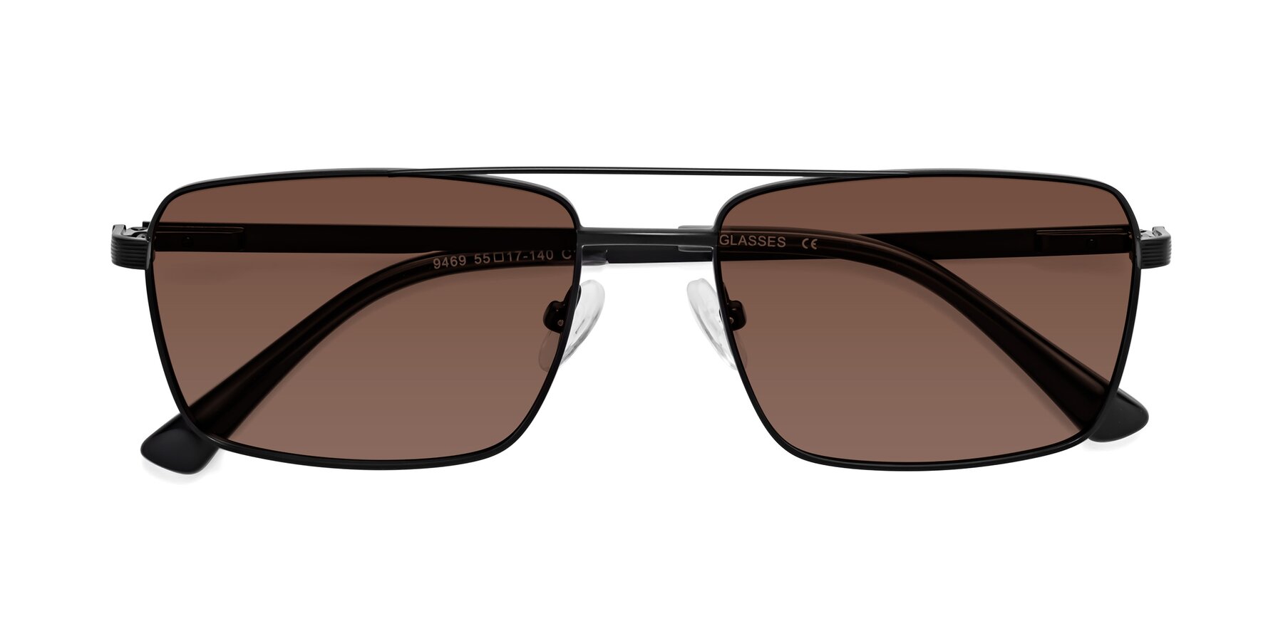 Folded Front of Beckum in Black with Brown Tinted Lenses