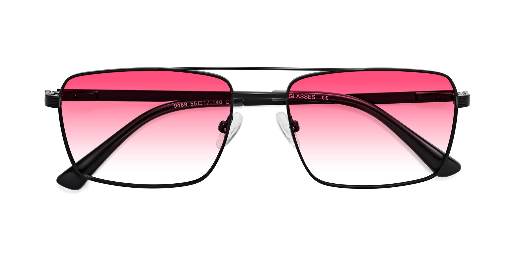 Folded Front of Beckum in Black with Pink Gradient Lenses