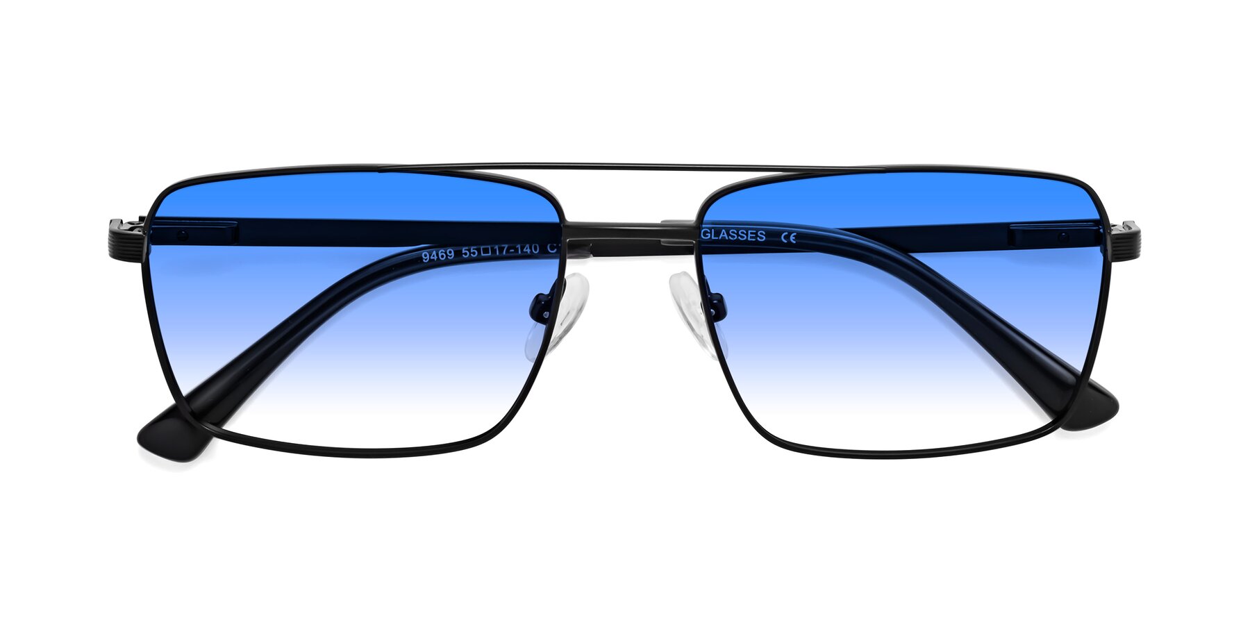 Folded Front of Beckum in Black with Blue Gradient Lenses