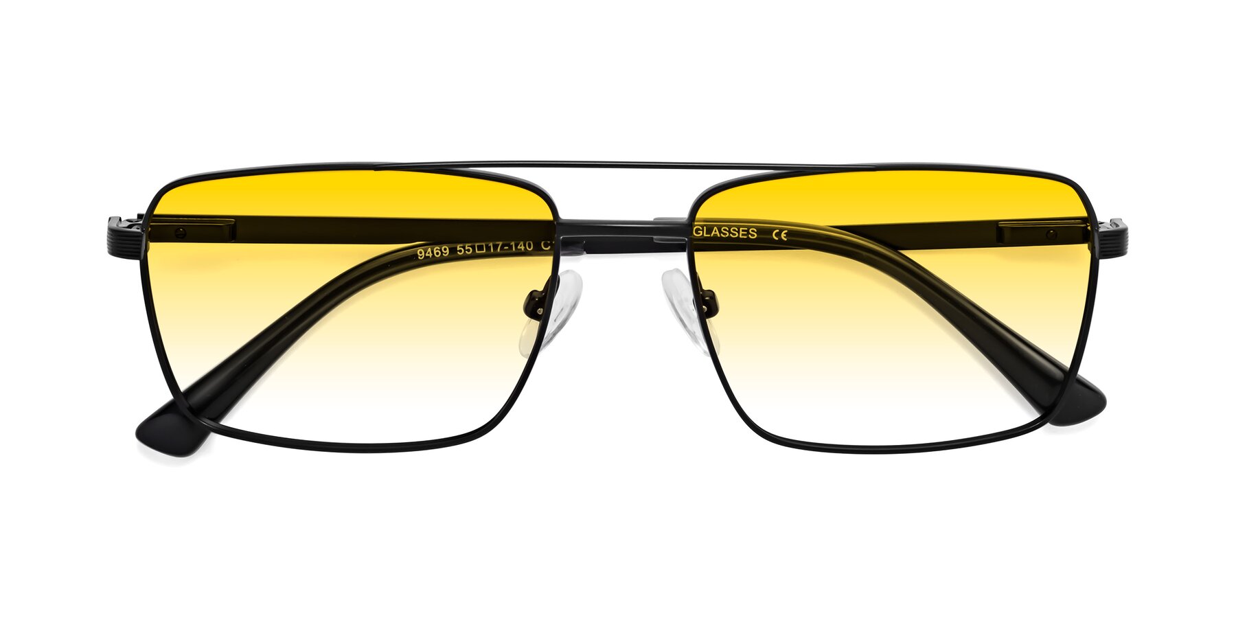 Folded Front of Beckum in Black with Yellow Gradient Lenses