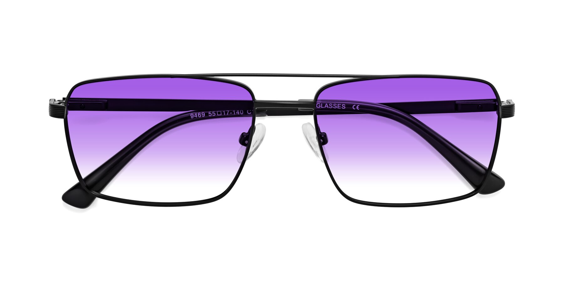 Folded Front of Beckum in Black with Purple Gradient Lenses