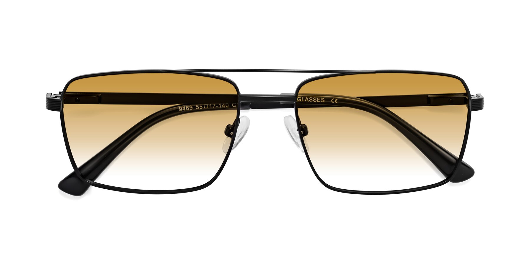 Folded Front of Beckum in Black with Champagne Gradient Lenses