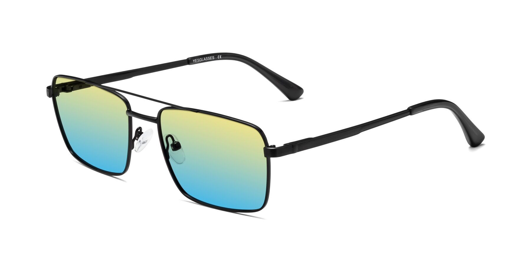 Angle of 9469 in Black with Yellow / Blue Gradient Lenses