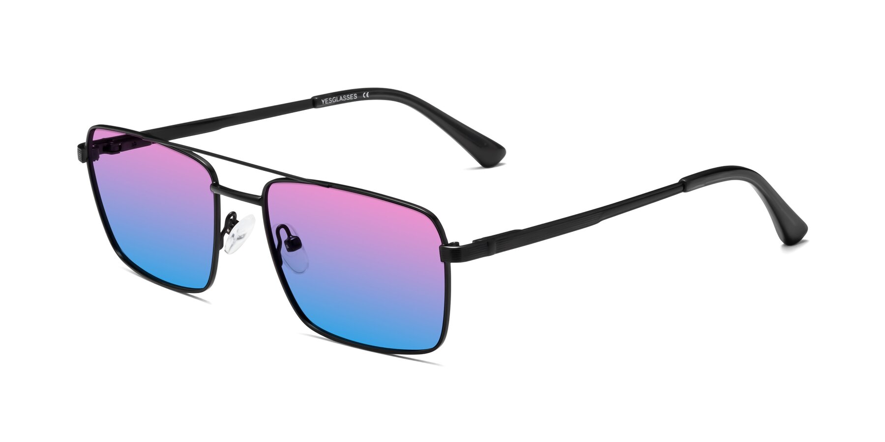 Angle of Beckum in Black with Pink / Blue Gradient Lenses