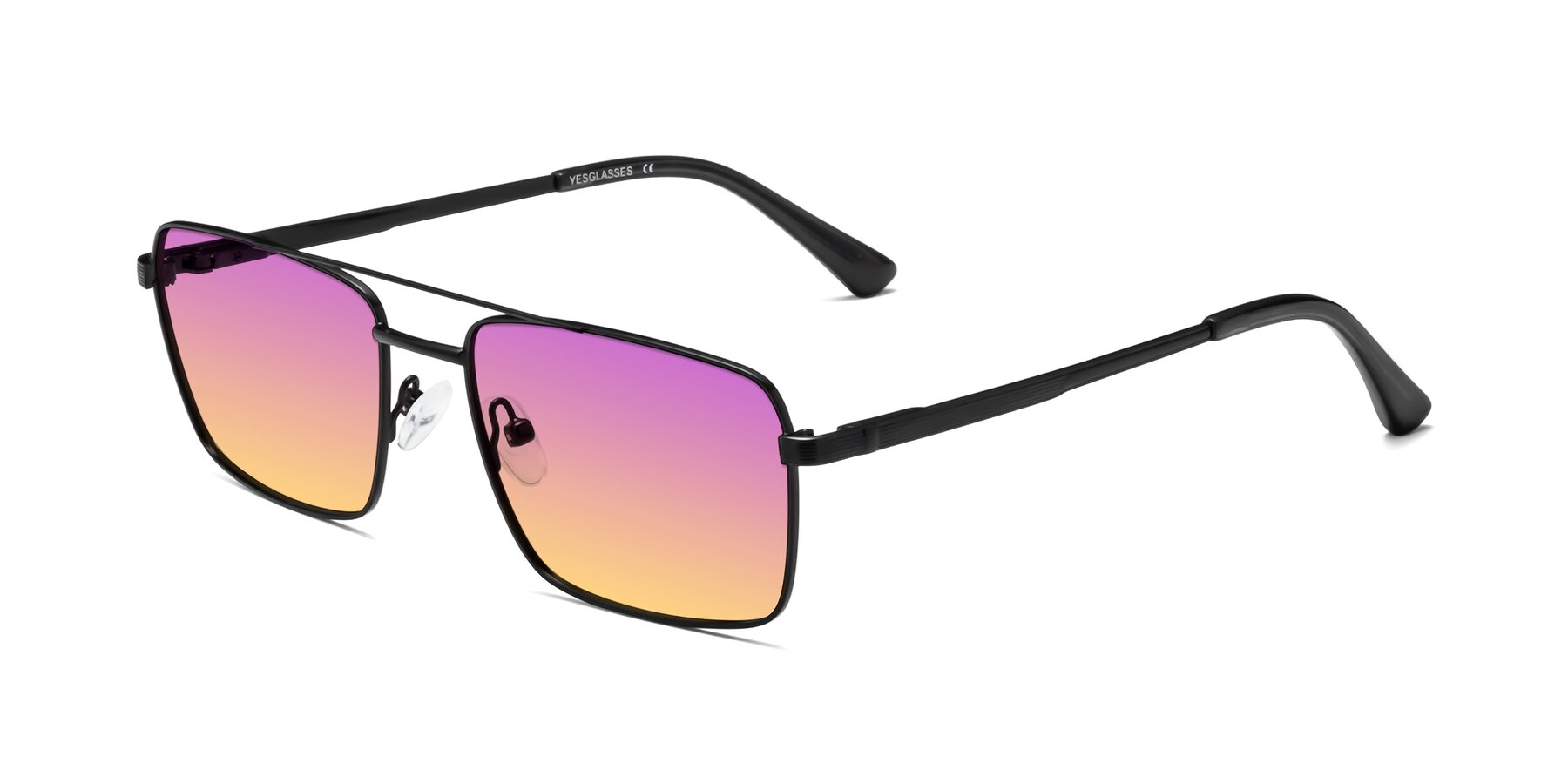 Angle of Beckum in Black with Purple / Yellow Gradient Lenses