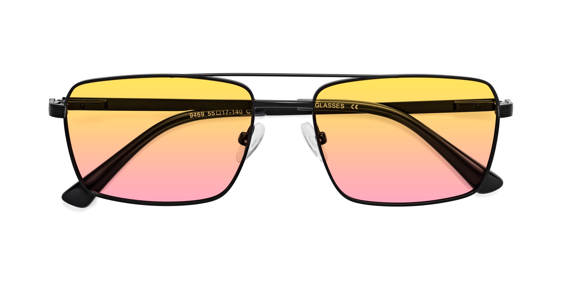 Folded Front of 9469 in Black with Yellow / Pink Gradient Lenses